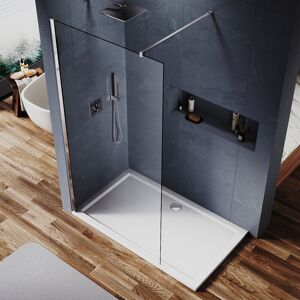 Walk in Shower Enclosure 6mm Tempered Safety Glass 700mm Shower Screens with 1200x900mm smc Tray, Waste Trap - Elegant Walk in Shower Enclosure 6mm Tempered Safety Glass 700mm Shower Screens with 1200x900mm smc Tray, Waste Trap - Elegant