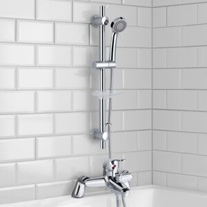 Nes Home - Elford Bath Filler Shower Mixer Tap & Slider Rail Handset Kit Chrome Nes Home - Elford Bath Filler Shower Mixer Tap & Slider Rail Handset Kit Chrome