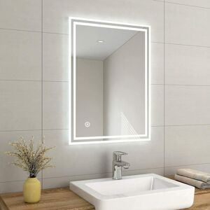 Emke - 600X800 mm led Illuminated Bathroom Mirror with Lights and Demister Pad, Wall Mounted Touch Sensor Bathroom Mirror Emke - 600X800 mm led Illuminated Bathroom Mirror with Lights and Demister Pad, Wall Mounted Touch Sensor Bathroom Mirror