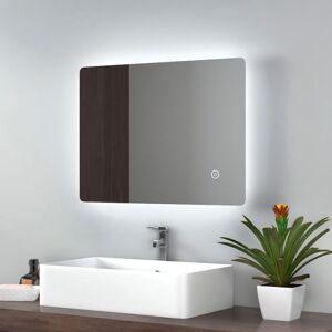 Emke - Illuminated Led Bathroom Mirror with Demister Pad Wall Mounted Dimmable led Bathroom Mirror, 450x600mm Emke - Illuminated Led Bathroom Mirror with Demister Pad Wall Mounted Dimmable led Bathroom Mirror, 450x600mm