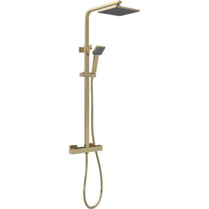 Balterley - Square Thermostatic Shower Kit with Fixed Head & Adjustable Handset - Brushed Brass Balterley - Square Thermostatic Shower Kit with Fixed Head & Adjustable Handset - Brushed Brass