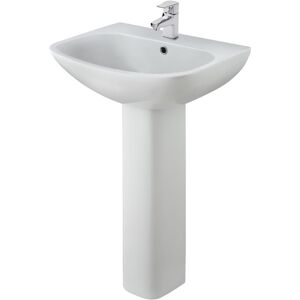 Balterley - Soft Square 1 Tap Hole Bathroom Basin Sink & Full Pedestal - 545mm Balterley - Soft Square 1 Tap Hole Bathroom Basin Sink & Full Pedestal - 545mm