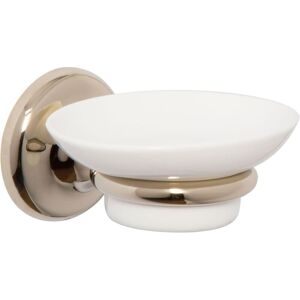 Croydex, Grosvenor Flexi-Fix White Soap Dish with Gold Holder for Bathroom Sink Croydex, Grosvenor Flexi-Fix White Soap Dish with Gold Holder for Bathroom Sink