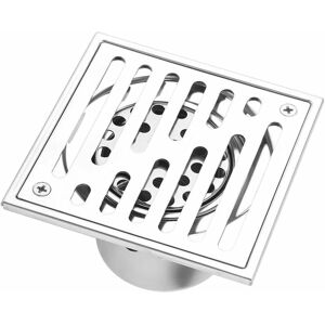 Héloise - Floor Drain Stainless Steel Anti-Odor Square Bathroom Waste Gate Shower Drainer with Large Caliber, 110 110mm Héloise - Floor Drain Stainless Steel Anti-Odor Square Bathroom Waste Gate Shower Drainer with Large Caliber, 110 110mm