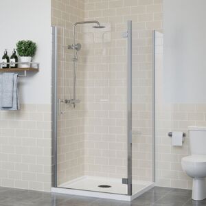 NRG Frameless Hinged Shower Door Enclosure Glass Screen Walk In Cubicle with Side Panel Chrome 900x800mm NRG Frameless Hinged Shower Door Enclosure Glass Screen Walk In Cubicle with Side Panel Chrome 900x800mm