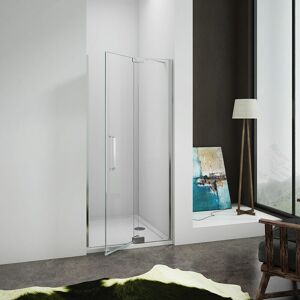 AICA SANITAIRE 1950mm Height Frameless Pivot 800mm Door Walk in Shower Enclosure 8mm Glass Screen Cubicle with 1000x800mm Shower Tray Free Waste AICA SANITAIRE 1950mm Height Frameless Pivot 800mm Door Walk in Shower Enclosure 8mm Glass Screen Cubicle with 1000x800mm Shower Tray Free Waste