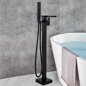 ZAMERY Freestanding Bath Taps Floor Square Bath Filler Mixer Tap with Hand Held Shower Head Black Brass ZAMERY Freestanding Bath Taps Floor Square Bath Filler Mixer Tap with Hand Held Shower Head Black Brass