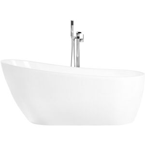 Beliani White Freestanding Oval Bathtub - Bath Beliani White Freestanding Oval Bathtub - Bath