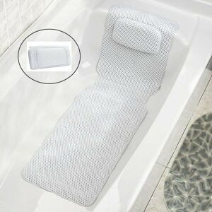 Hoopzi - Full Body Support Bath Mat with Bath Pillow, 3D Air Mesh Spa Bath Cushion, with Non-Slip Suction Cups (125 36CM) Hoopzi - Full Body Support Bath Mat with Bath Pillow, 3D Air Mesh Spa Bath Cushion, with Non-Slip Suction Cups (125 36CM)