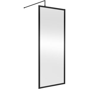 Balterley 8mm Toughened Safety Glass Wetroom Screen with Support Bar: 760mm, Black Balterley 8mm Toughened Safety Glass Wetroom Screen with Support Bar: 760mm, Black