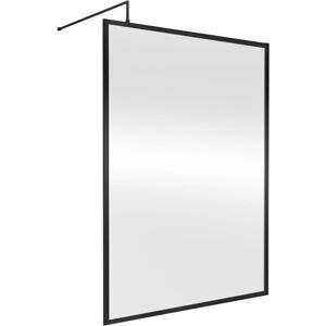 Balterley 8mm Toughened Safety Glass Wetroom Screen with Support Bar: 1400mm, Black Balterley 8mm Toughened Safety Glass Wetroom Screen with Support Bar: 1400mm, Black