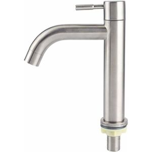 KOMIRO G1/2 Stainless Steel Brushed Single Cold Water Faucet with High Body Single Handle One Hole for Wash Basin(Type 1) KOMIRO G1/2 Stainless Steel Brushed Single Cold Water Faucet with High Body Single Handle One Hole for Wash Basin(Type 1)