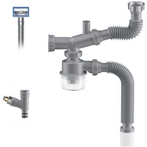 Ymyny - Garbage Disposal Drain Kit, 1 1/2 Kitchen Sink P-Trap Space-Saving Visible Anti-Clog Anti-Odor Easy Clean Double Sink Drain mumu Ymyny - Garbage Disposal Drain Kit, 1 1/2 Kitchen Sink P-Trap Space-Saving Visible Anti-Clog Anti-Odor Easy Clean Double Sink Drain mumu