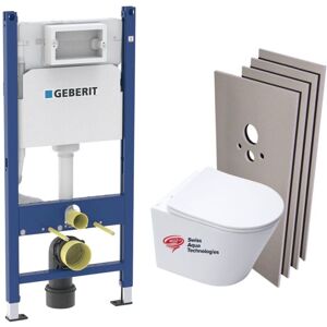 Toilet Frame + Swiss Aqua Technologies rimless toilet + soft close seat + plate + Wall cladding (INFINITIOGEB3-SABO) - Geberit Toilet Frame + Swiss Aqua Technologies rimless toilet + soft close seat + plate + Wall cladding (INFINITIOGEB3-SABO) - Geberit