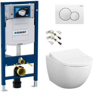 Toilet Pack Duofix UP320 Frame + Sento SmoothFlush Rimless Toilet + Soft-Close seat + White Flush Plate (GebSento-B) - Geberit Toilet Pack Duofix UP320 Frame + Sento SmoothFlush Rimless Toilet + Soft-Close seat + White Flush Plate (GebSento-B) - Geberit