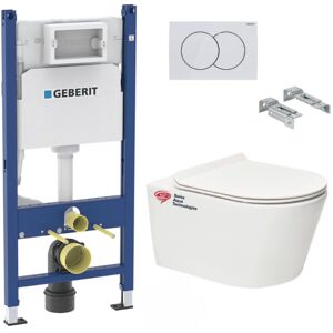 112cm Toilet Frame + Swiss Aqua Technologies Brevis rimless toilet + ultra-thin seat (BREVISGEB3) - Geberit 112cm Toilet Frame + Swiss Aqua Technologies Brevis rimless toilet + ultra-thin seat (BREVISGEB3) - Geberit