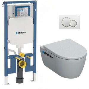 Duofix Extra-flat Frame + iCon rimless toilet + Softclose seat + White plate (slim-icon-b) - Geberit Duofix Extra-flat Frame + iCon rimless toilet + Softclose seat + White plate (slim-icon-b) - Geberit