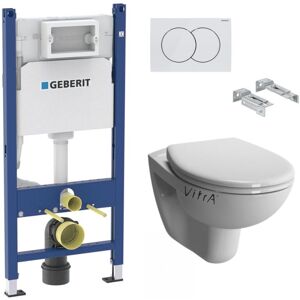 Duofix Toilet Frame + Vitra Normus wall-hung + Softclose seat + White plate (NORMUSGEB3) - Geberit Duofix Toilet Frame + Vitra Normus wall-hung + Softclose seat + White plate (NORMUSGEB3) - Geberit