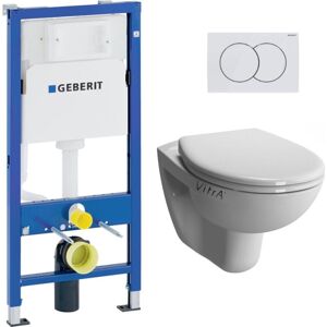 Duofix 112cm Toilet Frame + Vitra Normus toilet + Softclose seat + White plate (NORMUSGEB1) - Geberit Duofix 112cm Toilet Frame + Vitra Normus toilet + Softclose seat + White plate (NORMUSGEB1) - Geberit