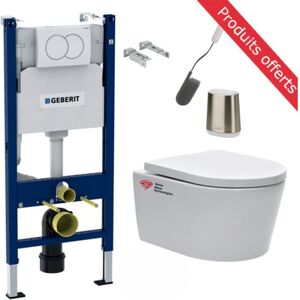 Duofix Toilet Frame + sat Rimless bowl + Softclose seat + White plate + free toilet brush (SATGEB3FL1) - Geberit Duofix Toilet Frame + sat Rimless bowl + Softclose seat + White plate + free toilet brush (SATGEB3FL1) - Geberit