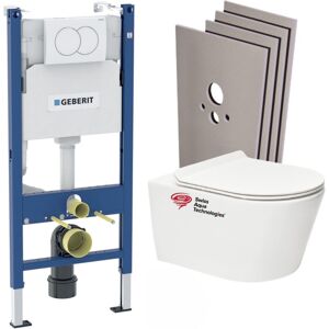 Toilet Frame + Swiss Aqua Technologies Rimless toilet + plate + Wall Cladidng (BREVISGEB3-SABO) - Geberit Toilet Frame + Swiss Aqua Technologies Rimless toilet + plate + Wall Cladidng (BREVISGEB3-SABO) - Geberit