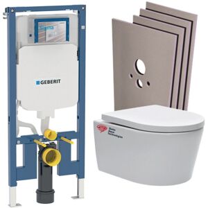Extra-flat Toilet Frame + Swiss Aqua Technologies rimless + Seat + Plate + Wall cladding (slimsatcsb) - Geberit Extra-flat Toilet Frame + Swiss Aqua Technologies rimless + Seat + Plate + Wall cladding (slimsatcsb) - Geberit