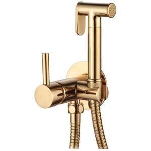 Invena Wall-Mounted Gold Bidet Faucet with Ceramic Head & Extensible Handle - Bidet Faucet Invena Wall-Mounted Gold Bidet Faucet with Ceramic Head & Extensible Handle - Bidet Faucet