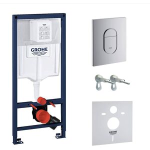 Pack Rapid sl + Arena Chrome Flush Plate + Wall Fixings + Sound Insulation Set (G39418000) - Grohe Pack Rapid sl + Arena Chrome Flush Plate + Wall Fixings + Sound Insulation Set (G39418000) - Grohe