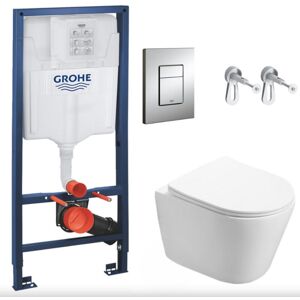 Toilet set Frame + Swiss Aqua Technologies Infinitio rimless wc, invisible fixing + Chrome flush plate (RSLINFI1) - Grohe Toilet set Frame + Swiss Aqua Technologies Infinitio rimless wc, invisible fixing + Chrome flush plate (RSLINFI1) - Grohe