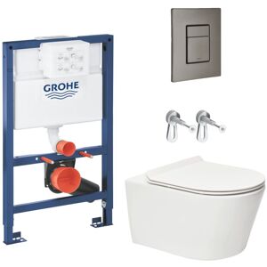 Grohe Toilet Pack Grohe 0.82 m Rapid SL Frame + Brevis Rimless Toilet + Brushed Hard Graphite Flush Plate (RapidSLBrevis-AL0-82) Grohe Toilet Pack Grohe 0.82 m Rapid SL Frame + Brevis Rimless Toilet + Brushed Hard Graphite Flush Plate (RapidSLBrevis-AL0-82)