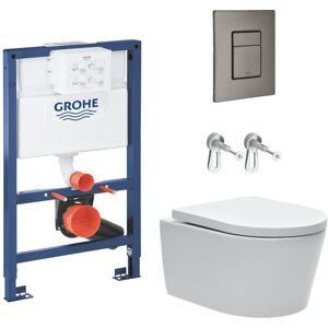 Toilet Pack Rapid sl Frame 0.82 m + sat Rimless Toilet + Brushed Hard Graphite Flush Plate (RapidSLSAT-AL0-82) - Grohe Toilet Pack Rapid sl Frame 0.82 m + sat Rimless Toilet + Brushed Hard Graphite Flush Plate (RapidSLSAT-AL0-82) - Grohe