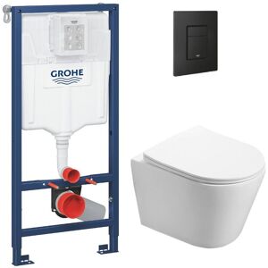 Toilet Pack Rapid sl Frame + sat Infinitio Rimless Toilet + Matt Black Flush Plate (RSLINFIKF0) - Grohe Toilet Pack Rapid sl Frame + sat Infinitio Rimless Toilet + Matt Black Flush Plate (RSLINFIKF0) - Grohe