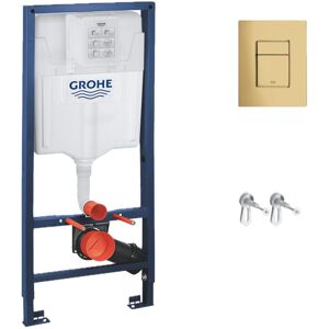Toilet Pack Rapid sl Support Frame + Gold Mirror Effect Flush Plate + Fixings (38528001-gold) - Grohe Toilet Pack Rapid sl Support Frame + Gold Mirror Effect Flush Plate + Fixings (38528001-gold) - Grohe