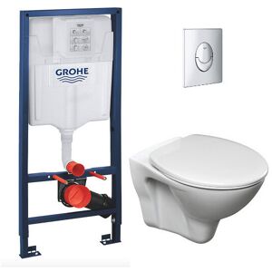 Toilet Set Rapid sl Support frame + Cersanit S-LinePro bowl + Seat + Chrome plate (RapidSL-S-LinePro-2) - Grohe Toilet Set Rapid sl Support frame + Cersanit S-LinePro bowl + Seat + Chrome plate (RapidSL-S-LinePro-2) - Grohe