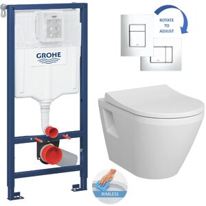 Toilet Set Rapid sl support frame + Integra rimless toilet + softclose seat + chrome plate (RSLINTEGRA2RS1) - Grohe Toilet Set Rapid sl support frame + Integra rimless toilet + softclose seat + chrome plate (RSLINTEGRA2RS1) - Grohe