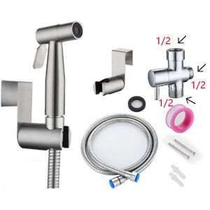 Linghhang - Handheld Bidet Sprayer, Stainless Steel Brushed Nickel Sprayer Kit, Bathroom Cloth Diaper Cleaner, Portable Rustproof Shower Nozzle (G1/2) Linghhang - Handheld Bidet Sprayer, Stainless Steel Brushed Nickel Sprayer Kit, Bathroom Cloth Diaper Cleaner, Portable Rustproof Shower Nozzle (G1/2)