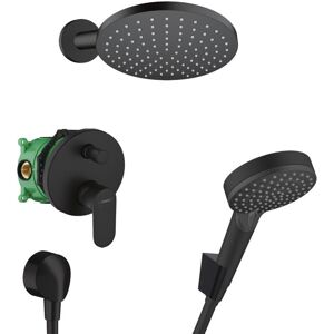 Hansgrohe Vernis Blend All-in-1 shower set with 2 spray hand shower + arm and 20cm head shower, matt black (VernisBlendNoirMat-1) Hansgrohe Vernis Blend All-in-1 shower set with 2 spray hand shower + arm and 20cm head shower, matt black (VernisBlendNoirMat-1)