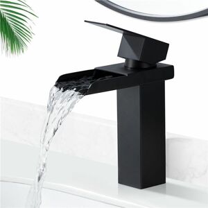 Mumu - Homelody Bathroom Waterfall Faucet Matte Black Basin Mixer Concave Waterfall Design Single Lever Basin Mixer Stainless Steel Mumu - Homelody Bathroom Waterfall Faucet Matte Black Basin Mixer Concave Waterfall Design Single Lever Basin Mixer Stainless Steel