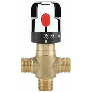 GOTRAYS Hot Cold Water Mixer Valve Solid Brass Thermostatic Mixer Tap Fixed Temperature Faucet for Sink Kitchen Bathroom Toilet G1/2 3545℃ 15mm GOTRAYS Hot Cold Water Mixer Valve Solid Brass Thermostatic Mixer Tap Fixed Temperature Faucet for Sink Kitchen Bathroom Toilet G1/2 3545℃ 15mm