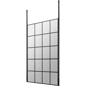 1200mm x 1950mm Matt Black Framed Wetroom Shower Screen with Ceiling Posts - BFCP12 - Hudson Reed 1200mm x 1950mm Matt Black Framed Wetroom Shower Screen with Ceiling Posts - BFCP12 - Hudson Reed