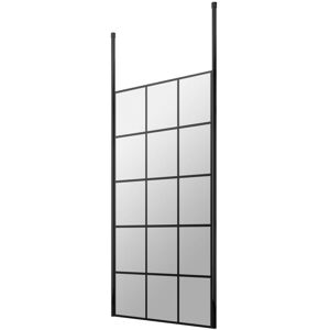 900mm x 1950mm Matt Black Framed Wetroom Shower Screen with Ceiling Posts - BFCP090 - Hudson Reed 900mm x 1950mm Matt Black Framed Wetroom Shower Screen with Ceiling Posts - BFCP090 - Hudson Reed