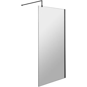 Wet Room Screen with Black Support Bar 900mm Wide - 8mm Glass - Hudson Reed Wet Room Screen with Black Support Bar 900mm Wide - 8mm Glass - Hudson Reed