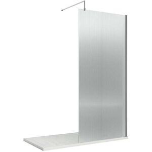 Fluted Polished Chrome Profile Wet Room Screen with Support Bar 800mm Wide - 8mm Glass - Hudson Reed Fluted Polished Chrome Profile Wet Room Screen with Support Bar 800mm Wide - 8mm Glass - Hudson Reed