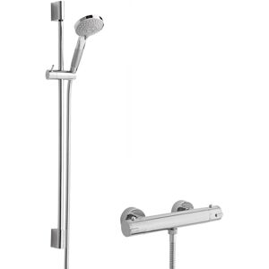 Hudson Reed Minimalist Thermostatic Bar Shower Valve with Slimline Slider Rail Kit - Chrome Hudson Reed Minimalist Thermostatic Bar Shower Valve with Slimline Slider Rail Kit - Chrome