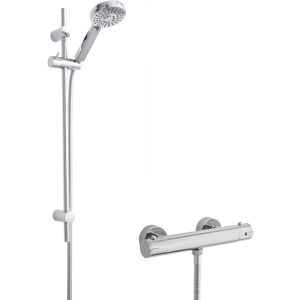 Hudson Reed - Minimalist Thermostatic Bar Shower Valve with Water Saving Slider Rail Kit - Chrome Hudson Reed - Minimalist Thermostatic Bar Shower Valve with Water Saving Slider Rail Kit - Chrome