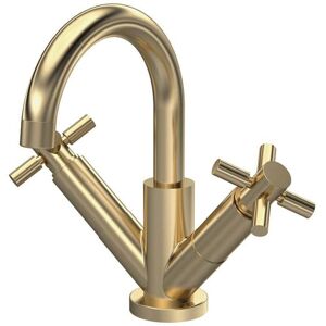 Hudson Reed - Tec Crosshead Cloakroom Mono Basin Mixer Tap Dual Handle Push Button Waste - Brushed Brass Hudson Reed - Tec Crosshead Cloakroom Mono Basin Mixer Tap Dual Handle Push Button Waste - Brushed Brass