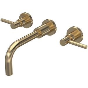 Hudson Reed - Tec Lever 3-Hole Basin Mixer Tap Wall Mounted - Brushed Brass Hudson Reed - Tec Lever 3-Hole Basin Mixer Tap Wall Mounted - Brushed Brass