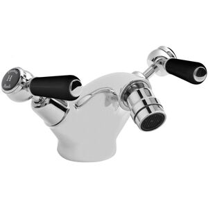 Hudson Reed - Topaz Dome Collar Bidet Mixer Tap with Waste Lever Handle - Black/Chrome Hudson Reed - Topaz Dome Collar Bidet Mixer Tap with Waste Lever Handle - Black/Chrome