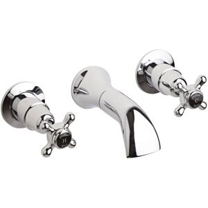 Hudson Reed - Black Topaz Wall Mounted Crosshead 3-Hole Basin Mixer Tap - Chrome Hudson Reed - Black Topaz Wall Mounted Crosshead 3-Hole Basin Mixer Tap - Chrome