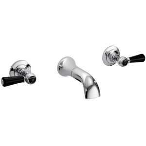 Hudson Reed - Black Topaz Wall Mounted Lever 3-Hole Basin Mixer Tap - Chrome Hudson Reed - Black Topaz Wall Mounted Lever 3-Hole Basin Mixer Tap - Chrome